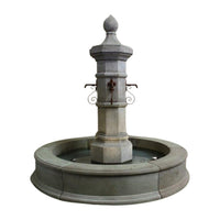 Thumbnail for Octavia Concrete Column Outdoor Fountain with Easy Pond Basin – 4-Spout Cast Stone Centerpiece