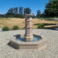 Thumbnail for Octavius Outdoor Concrete Column Fountain – Plumbed for Pond with Rustic Spouts