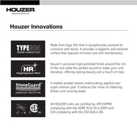 Thumbnail for Houzer Premier 33 inch Stainless Steel Drop-in Topmount Single Bowl Kitchen Sink with Strainer & Grid