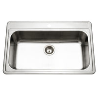 Thumbnail for Houzer Premier 33 inch Stainless Steel Drop-in Topmount Single Bowl Kitchen Sink with Strainer & Grid