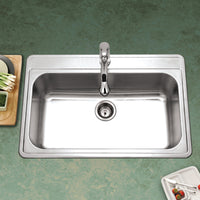 Thumbnail for Houzer Premier 33 inch Stainless Steel Drop-in Topmount Single Bowl Kitchen Sink with Strainer & Grid