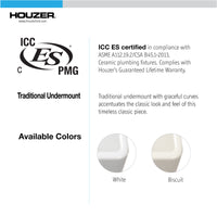 Thumbnail for Houzer Platus 13 inch White Fireclay Undermount Single Bowl Bar Sink
