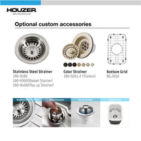 Thumbnail for Houzer Platus 13 inch White Fireclay Undermount Single Bowl Bar Sink