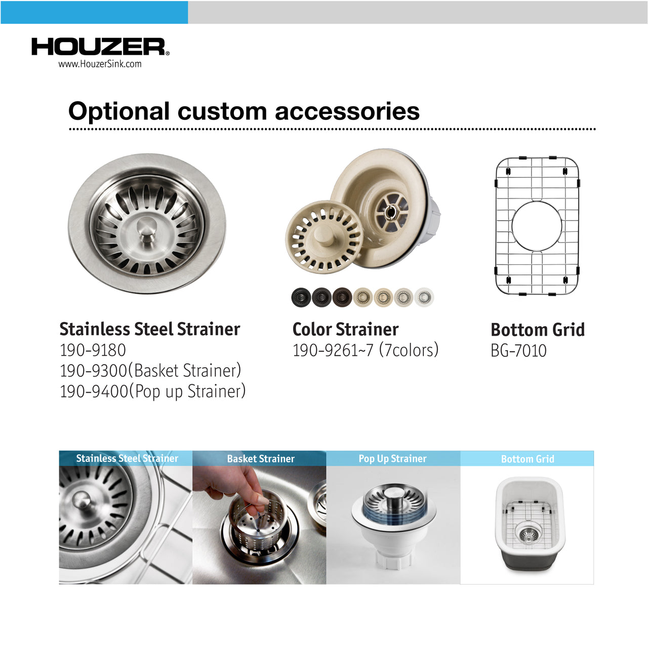 Houzer Platus 13 inch White Fireclay Undermount Single Bowl Bar Sink with Strainer & Grid