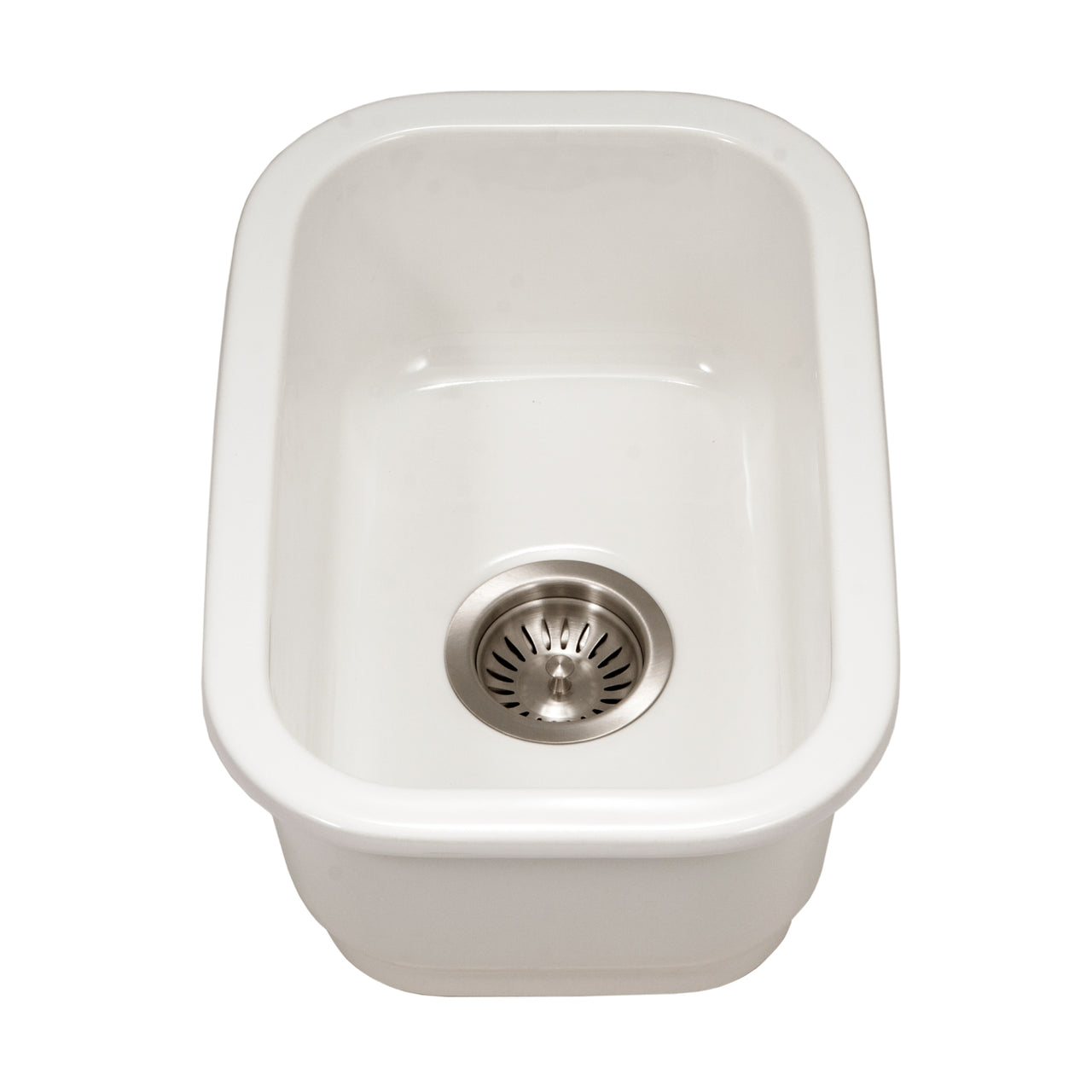 Houzer Platus 13 inch White Fireclay Undermount Single Bowl Bar Sink