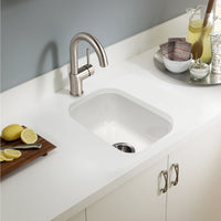 Thumbnail for Houzer Platus 13 inch White Fireclay Undermount Single Bowl Bar Sink