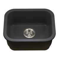Thumbnail for Houzer Platus 18 inch Fireclay Undermount Single Bowl Bar Sink