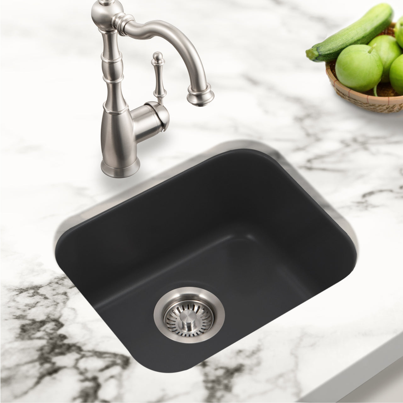 Houzer Platus 18 inch Fireclay Undermount Single Bowl Bar Sink