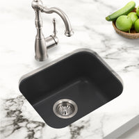 Thumbnail for Houzer Platus 18 inch Fireclay Undermount Single Bowl Bar Sink