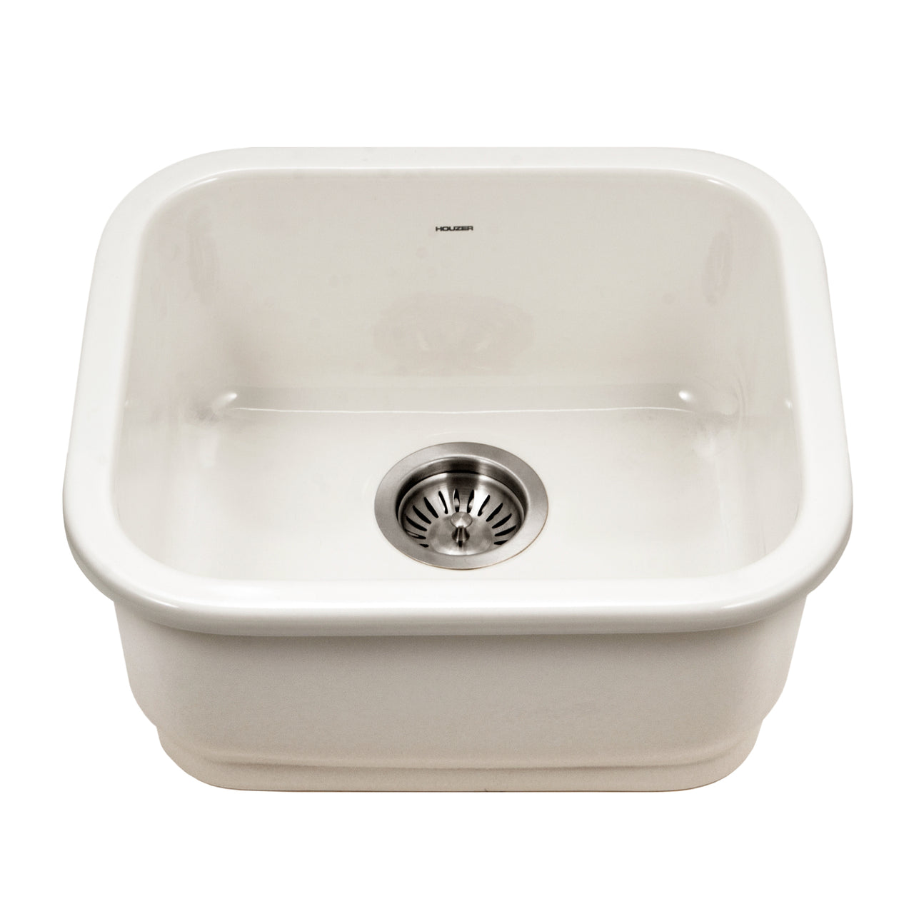 Houzer Platus 18 inch Fireclay Undermount Single Bowl Bar Sink with Strainer