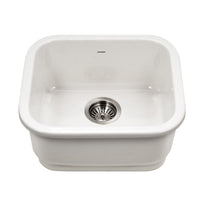 Thumbnail for Houzer Platus 18 inch Fireclay Undermount Single Bowl Bar Sink