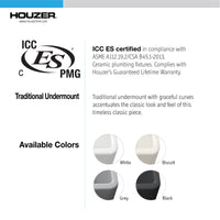 Thumbnail for Houzer Platus 20 inch White Fireclay Undermount Square Single Bowl Bar Sink with Basket Strainer and Basin Grid Included
