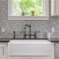 Thumbnail for Houzer Platus 33 inch White Fireclay Apron Front Farmhouse Single Bowl Kitchen Sink