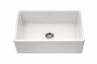 Thumbnail for Houzer Platus White Fireclay Apron Front Farmhouse Single Bowl Kitchen Sink