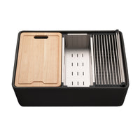 Thumbnail for Houzer Aspire 30 inch Fireclay Farmhouse Apron Front Single Bowl Workstation Sink with Accessories