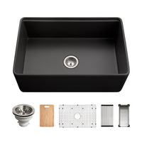 Thumbnail for Houzer Aspire 30 inch Fireclay Farmhouse Apron Front Single Bowl Workstation Sink with Accessories
