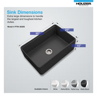 Thumbnail for Houzer Aspire 30 inch Fireclay Farmhouse Apron Front Single Bowl Workstation Sink with Accessories