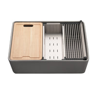 Thumbnail for Houzer Aspire 30 inch Fireclay Farmhouse Apron Front Single Bowl Workstation Sink with Accessories