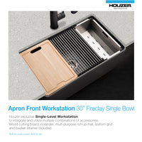 Thumbnail for Houzer Aspire 30 inch Fireclay Farmhouse Apron Front Single Bowl Workstation Sink with Accessories