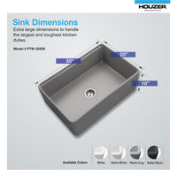 Thumbnail for Houzer Aspire 30 inch Fireclay Farmhouse Apron Front Single Bowl Workstation Sink with Accessories