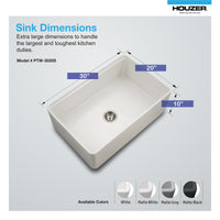 Thumbnail for Houzer Aspire 30 inch Fireclay Farmhouse Apron Front Single Bowl Workstation Sink with Accessories