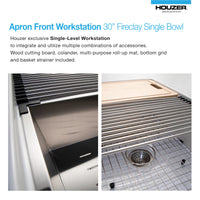Thumbnail for Houzer Aspire 30 inch Fireclay Farmhouse Apron Front Single Bowl Workstation Sink with Accessories
