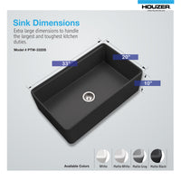 Thumbnail for Houzer Aspire 33 inch Fireclay Farmhouse Apron Front Single Bowl Workstation with Accessories