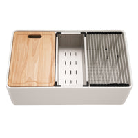 Thumbnail for Houzer Aspire 33 inch Fireclay Farmhouse Apron Front Single Bowl Workstation with Accessories