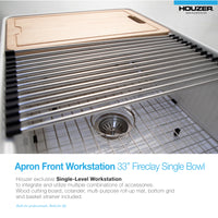 Thumbnail for Houzer Aspire 33 inch Fireclay Farmhouse Apron Front Single Bowl Workstation with Accessories
