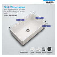 Thumbnail for Houzer Aspire 33 inch Fireclay Farmhouse Apron Front Single Bowl Workstation with Accessories