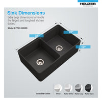 Thumbnail for Houzer Aspire 33 inch Fireclay Farmhouse Apron Front 50/50 Double Bowl Workstation Sink with Accessories