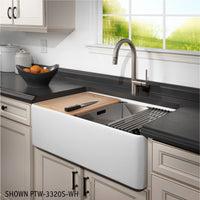 Thumbnail for Houzer Aspire 33 inch Fireclay Farmhouse Apron Front 50/50 Double Bowl Workstation Sink with Accessories
