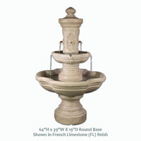 Thumbnail for Ravello Courtyard Outdoor Fountain with Copper Spouts and French Limestone Finish