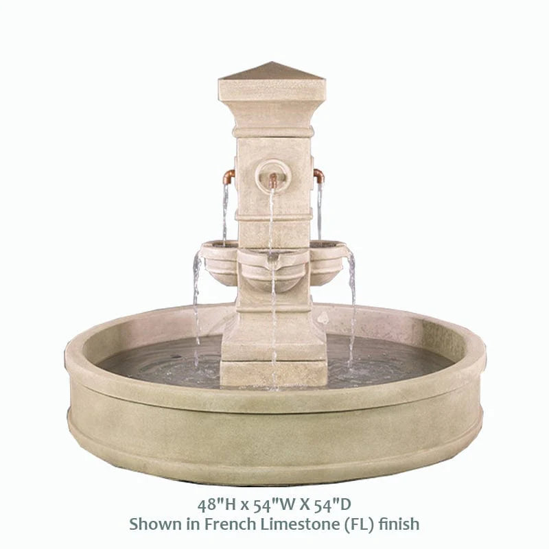 Rialto Malibu Pond Fountain with Concrete Spout in Limestone Finish