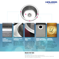 Thumbnail for Houzer Hospitality 18 inch Stainless Steel Drop-in Topmount Round Bar and Prep Sink