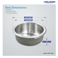 Thumbnail for Houzer Hospitality 18 inch Stainless Steel Drop-in Topmount Round Bar and Prep Sink