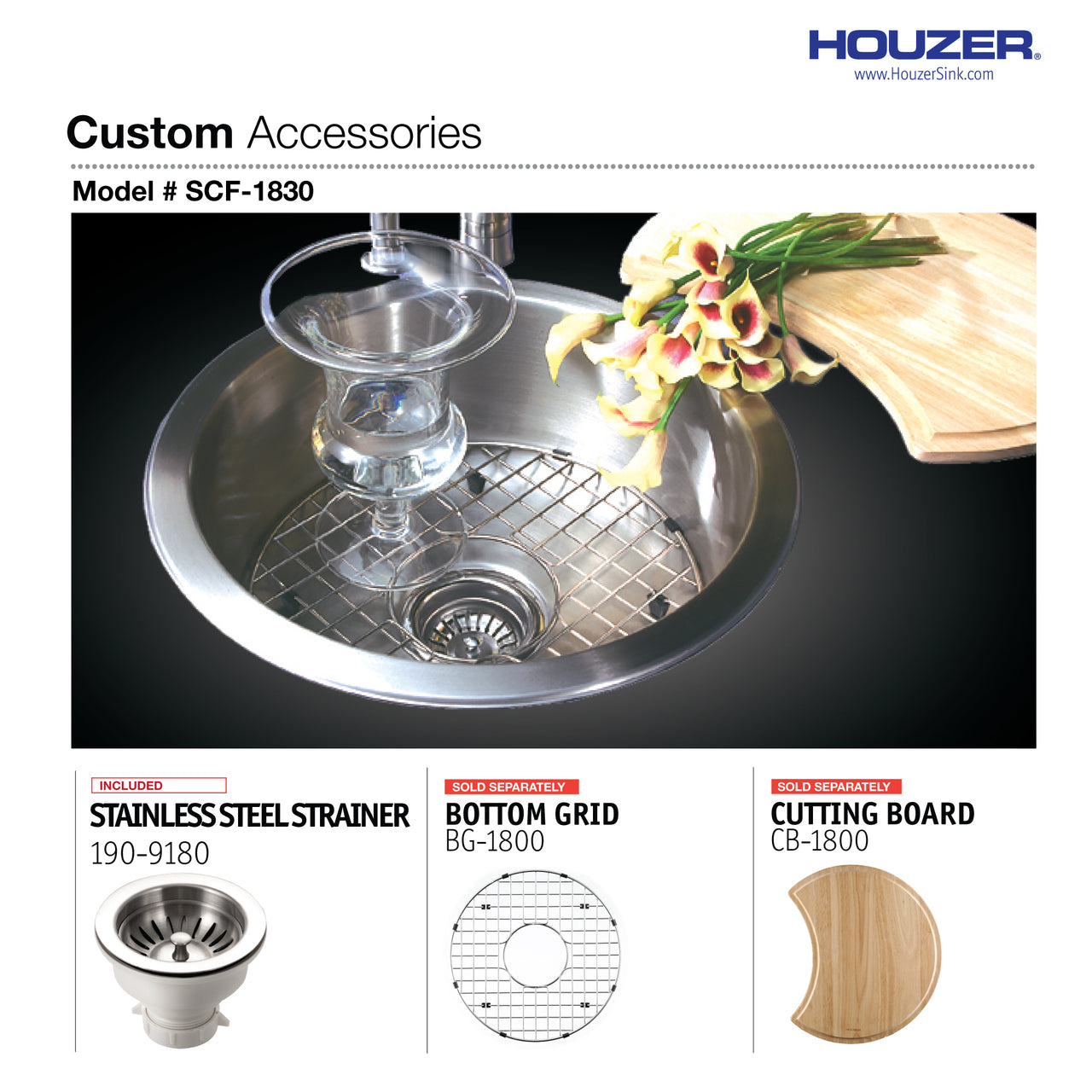 Houzer Hospitality 18 inch Stainless Steel Drop-in Topmount Round Bar and Prep Sink