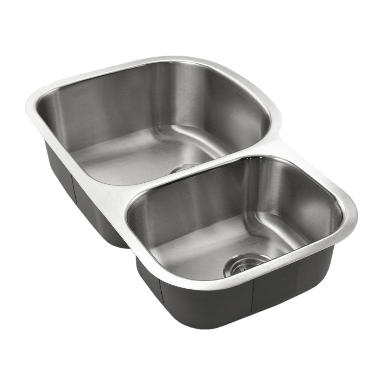 Houzer Eston Stainless Steel Undermount Double Small Bowl Offset Kitchen Sink, Nested 20-Pack