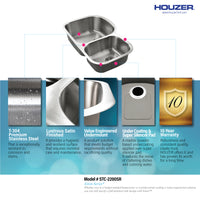 Thumbnail for Houzer Eston Stainless Steel Undermount Double Small Bowl Offset Kitchen Sink, Nested 20-Pack