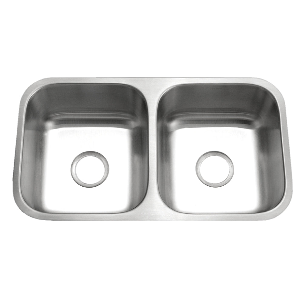 Houzer Eston 31 inch Stainless Steel Undermount 50/50 Double Bowl Kitchen Sink with Strainer & Bottom Grid