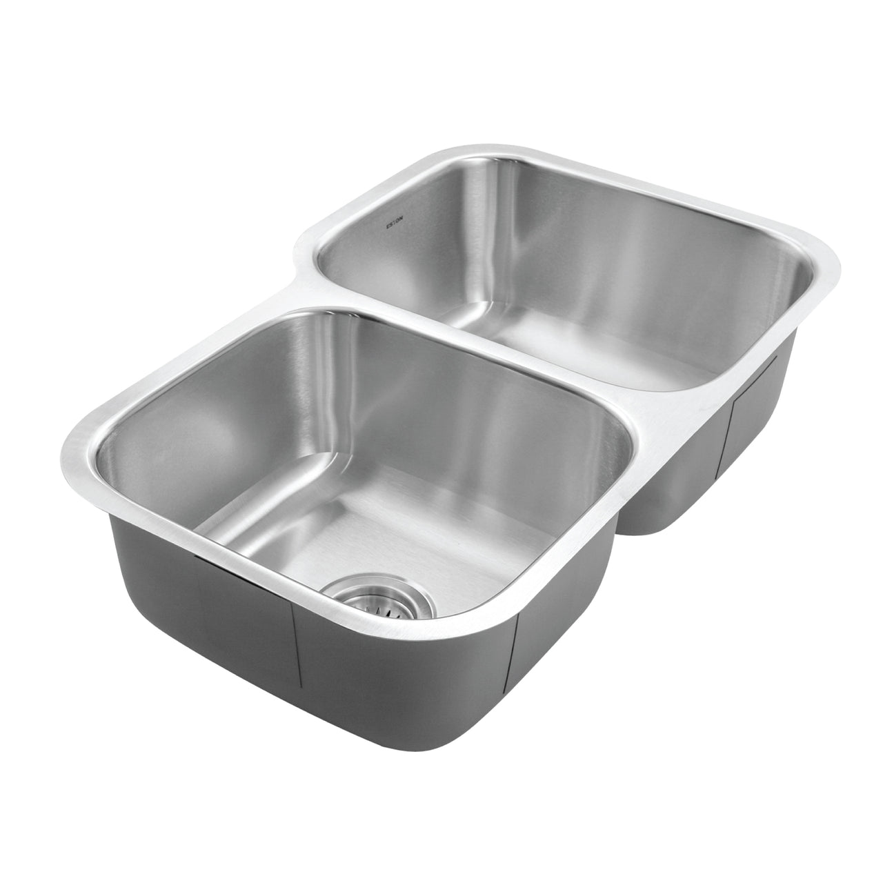 Houzer Eston Stainless Steel Undermount Double Small Bowl Offset Kitchen Sink, Nested 20-Pack