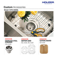 Thumbnail for Houzer Eston Stainless Steel Undermount Double Small Bowl Offset Kitchen Sink, Nested 20-Pack