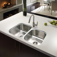Thumbnail for Houzer Eston Stainless Steel Undermount Double Small Bowl Offset Kitchen Sink, Nested 20-Pack