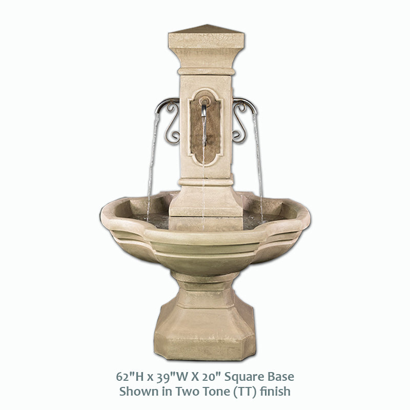 San Pietro Courtyard Fountain – Elegant Two Tone Finish with Rustic Iron Spouts