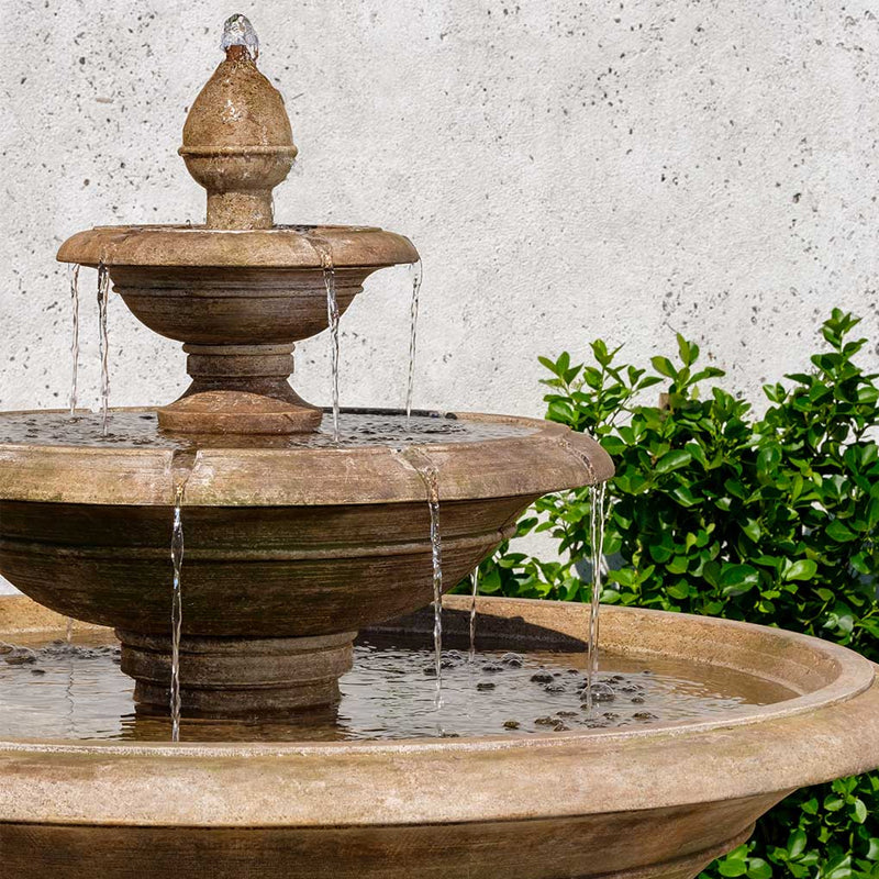 Savannah Tiered Cast Stone Fountain – Aged Limestone Finish