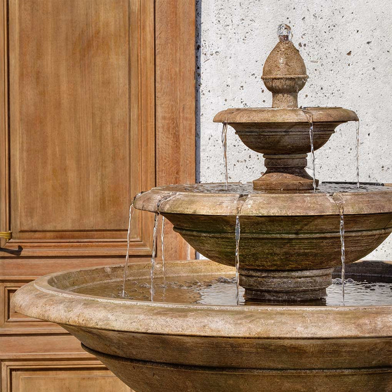 Savannah Tiered Cast Stone Fountain – Aged Limestone Finish