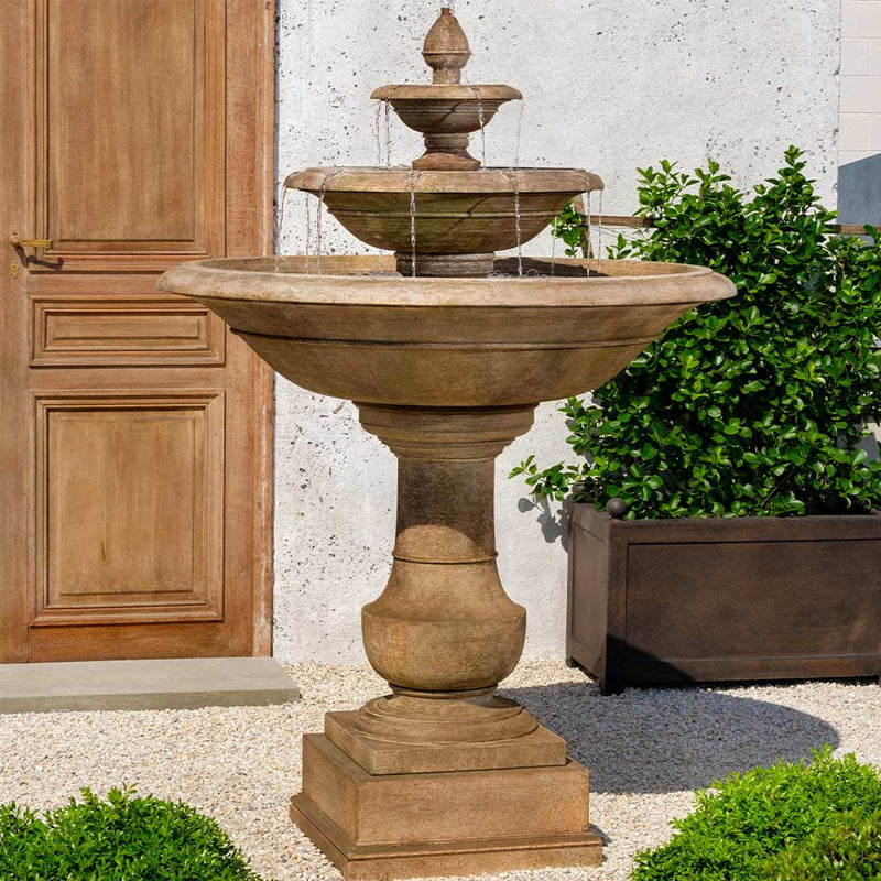 Savannah Tiered Cast Stone Fountain – Aged Limestone Finish