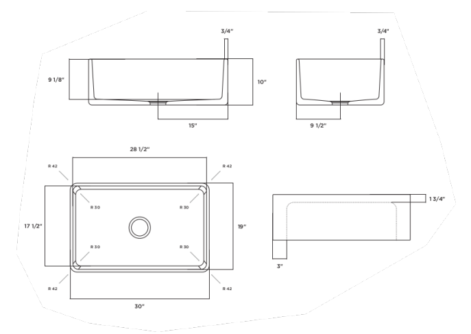 LaToscana 30" Single Bowl Reversible Farmhouse Fireclay Kitchen Sink in White