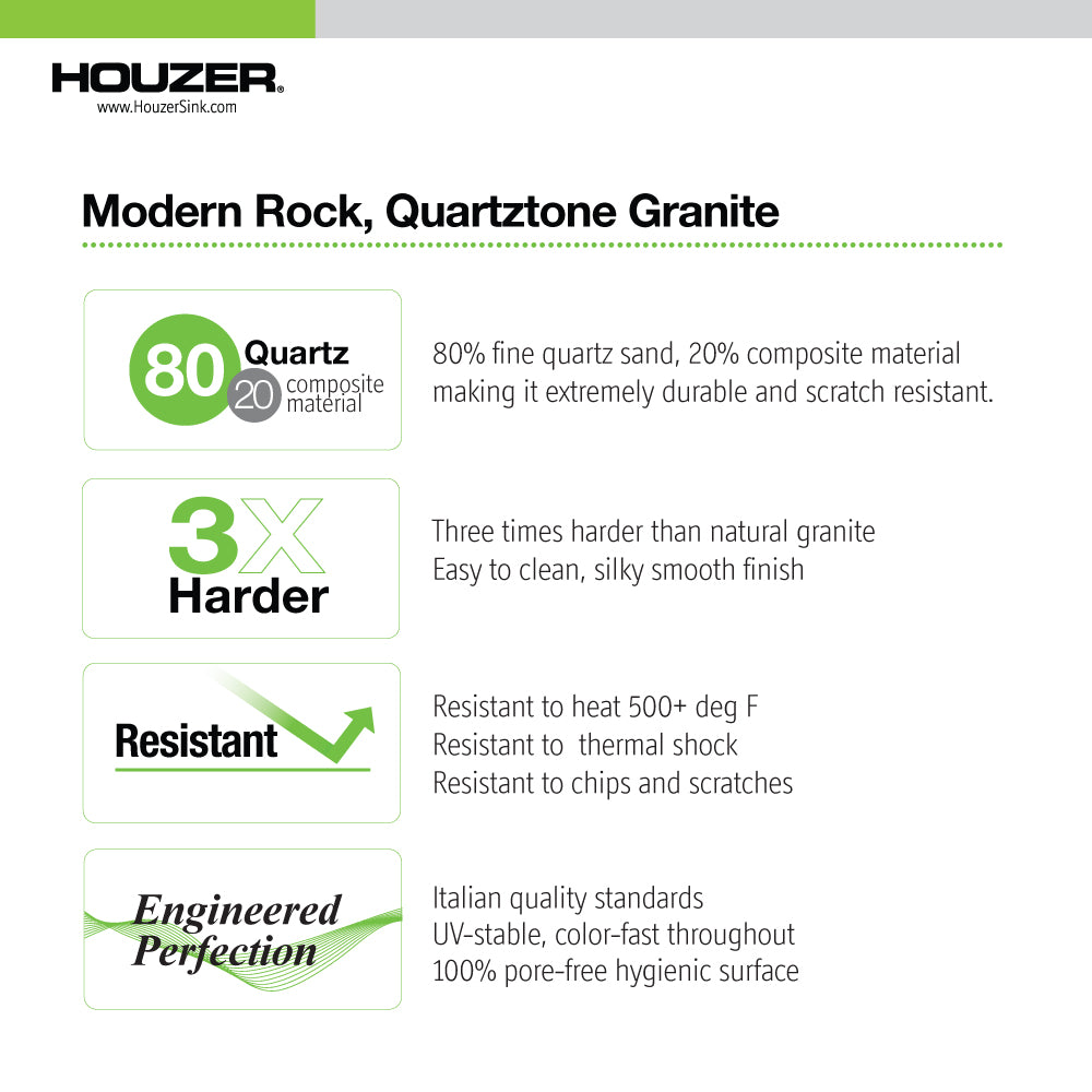 Houzer Quartztone 33 inch Granite Composite Undermount Single Bowl Kitchen Sink