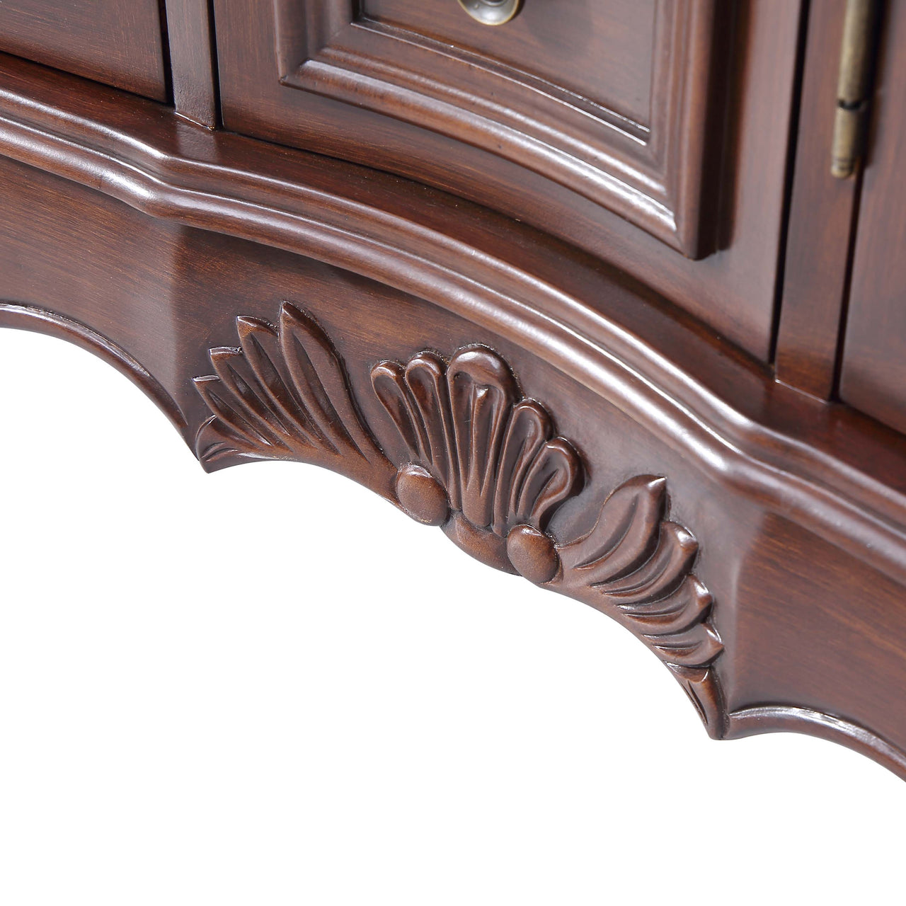 Silkroad 48" Double Sink Cabinet - Crema Marfil Top, Undermount White Ceramic Sinks (3-hole)
